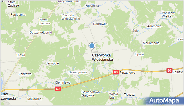 mapa Czerwonka Włościańska, Czerwonka Włościańska na mapie Targeo